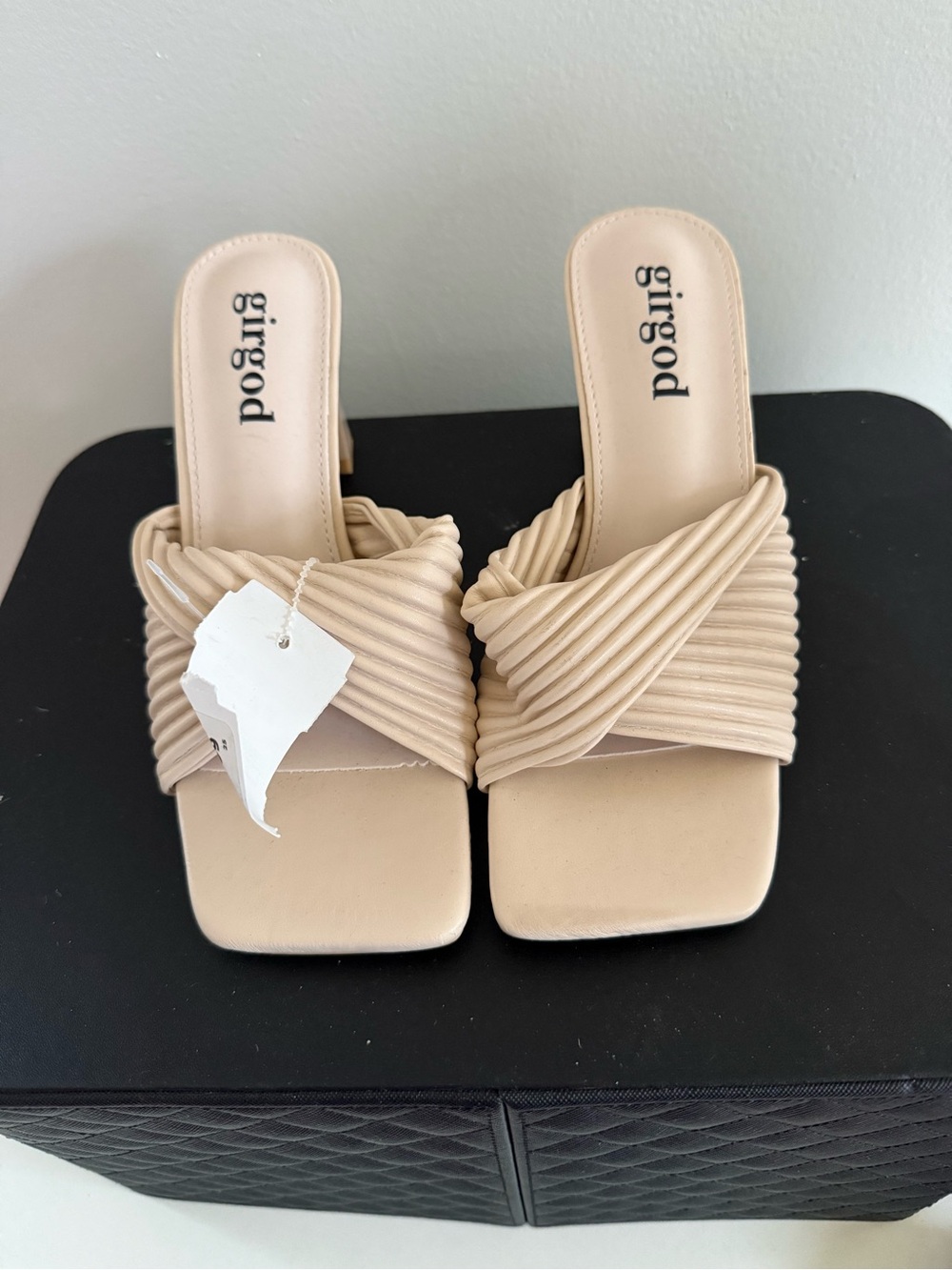 Girgod Beige Braided Slide Sandals for Women